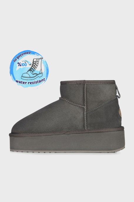 EMU Australia Stinger Micro Flatform Hakiki Deri Suya Dayanıklı Bayan Bot W13082 CHR ANTRASİT - 2