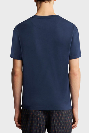 Etro - Etro % 100 Pamuk Regular Fit Bisiklet Yaka Logolu Erkek T Shirt MRMA0007 AR233 B0065 LACİVERT (1)