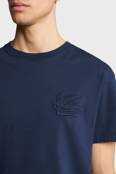Etro % 100 Pamuk Regular Fit Bisiklet Yaka Logolu Erkek T Shirt MRMA0007 AR233 B0065 LACİVERT - 2