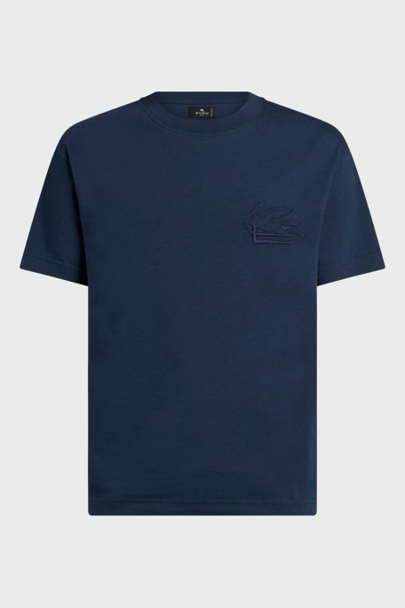 Etro % 100 Pamuk Regular Fit Bisiklet Yaka Logolu Erkek T Shirt MRMA0007 AR233 B0065 LACİVERT - 5