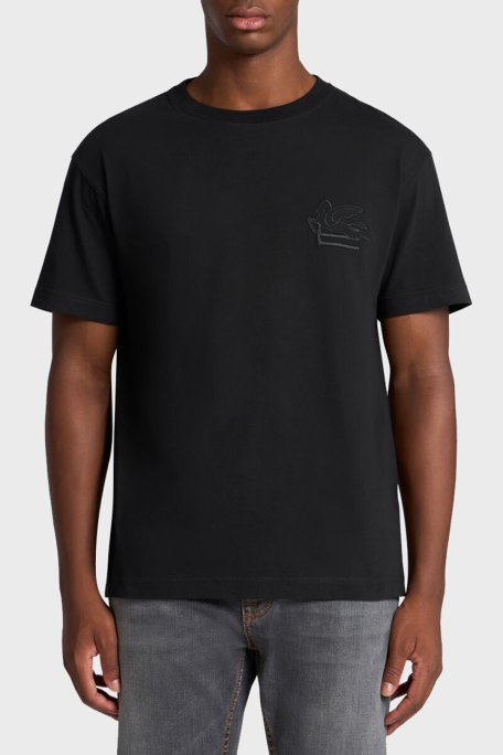 Etro % 100 Pamuk Regular Fit Bisiklet Yaka Logolu Erkek T Shirt MRMA0007 AR233 N0000 SİYAH - 1