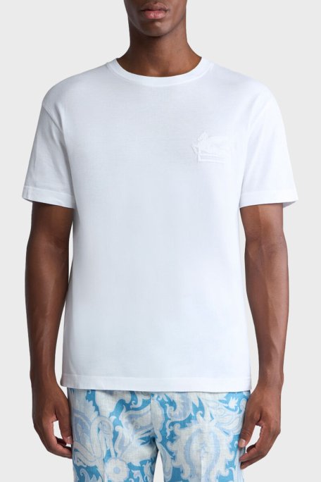 Tシャツ・カットソー ETRO Men T Shirts MRMA0004 AK700 W0800 White Etro Soho White Cotton T-Shirt - White - Men
