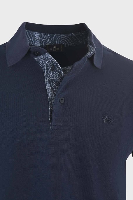 Etro % 100 Pamuk Regular Fit Düğmeli Erkek Polo Yaka T Shirt MRMD0005 AC274 B0387 LACİVERT - 4
