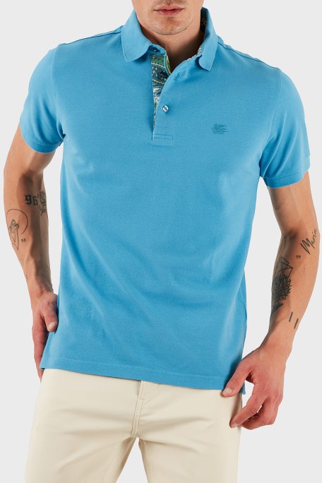 Etro % 100 Pamuk Regular Fit Düğmeli Erkek Polo Yaka T Shirt MRMD0005 AJ264 B3911 MAVİ - 1