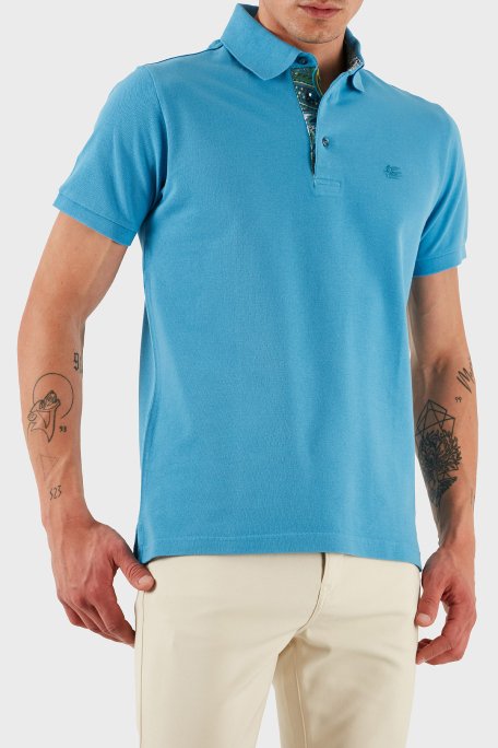 Etro % 100 Pamuk Regular Fit Düğmeli Erkek Polo Yaka T Shirt MRMD0005 AJ264 B3911 MAVİ - 4