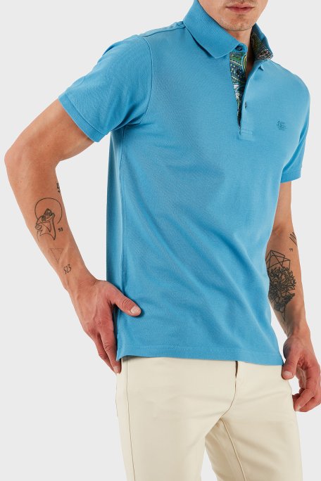 Etro % 100 Pamuk Regular Fit Düğmeli Erkek Polo Yaka T Shirt MRMD0005 AJ264 B3911 MAVİ - 5