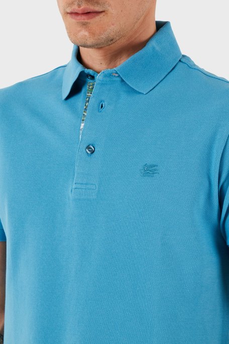 Etro % 100 Pamuk Regular Fit Düğmeli Erkek Polo Yaka T Shirt MRMD0005 AJ264 B3911 MAVİ - 6