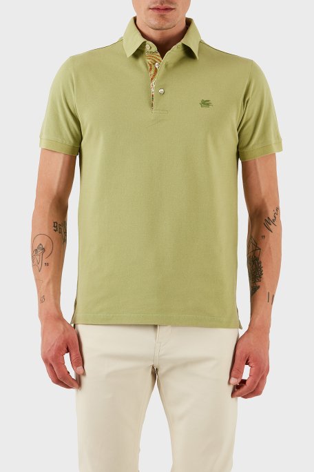 Etro % 100 Pamuk Regular Fit Düğmeli Erkek Polo Yaka T Shirt MRMD0005 AJ264 V0616 FISTIK YEŞİL - 1