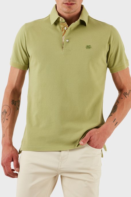 Etro % 100 Pamuk Regular Fit Düğmeli Erkek Polo Yaka T Shirt MRMD0005 AJ264 V0616 FISTIK YEŞİL - 2