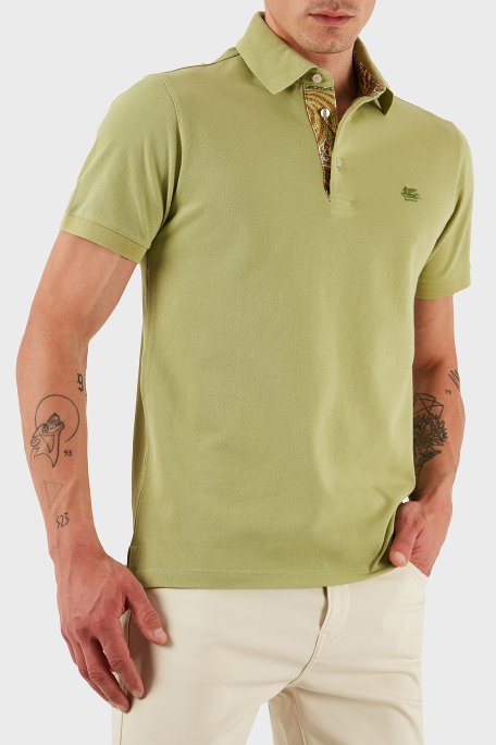 Etro % 100 Pamuk Regular Fit Düğmeli Erkek Polo Yaka T Shirt MRMD0005 AJ264 V0616 FISTIK YEŞİL - 4