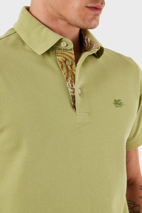 Etro % 100 Pamuk Regular Fit Düğmeli Erkek Polo Yaka T Shirt MRMD0005 AJ264 V0616 FISTIK YEŞİL - 5