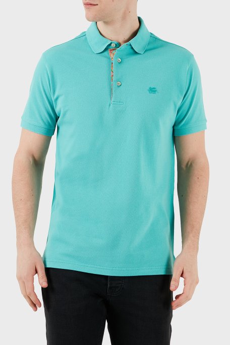 Etro % 100 Pamuk Regular Fit Düğmeli Erkek Polo Yaka T Shirt MRMD0005 AJ266 V0192 TURKUAZ - 1