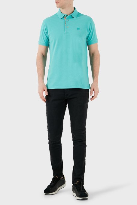 Etro % 100 Pamuk Regular Fit Düğmeli Erkek Polo Yaka T Shirt MRMD0005 AJ266 V0192 TURKUAZ - 2