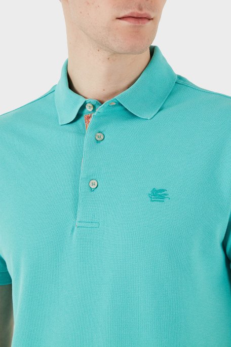 Etro % 100 Pamuk Regular Fit Düğmeli Erkek Polo Yaka T Shirt MRMD0005 AJ266 V0192 TURKUAZ - 4