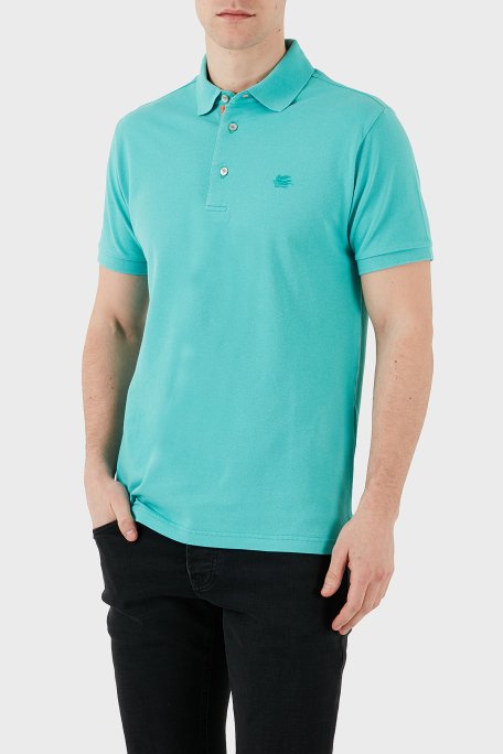 Etro % 100 Pamuk Regular Fit Düğmeli Erkek Polo Yaka T Shirt MRMD0005 AJ266 V0192 TURKUAZ - 5