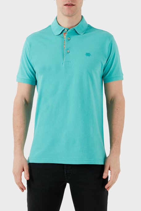 Etro % 100 Pamuk Regular Fit Düğmeli Erkek Polo Yaka T Shirt MRMD0005 AJ266 V0192 TURKUAZ - 6