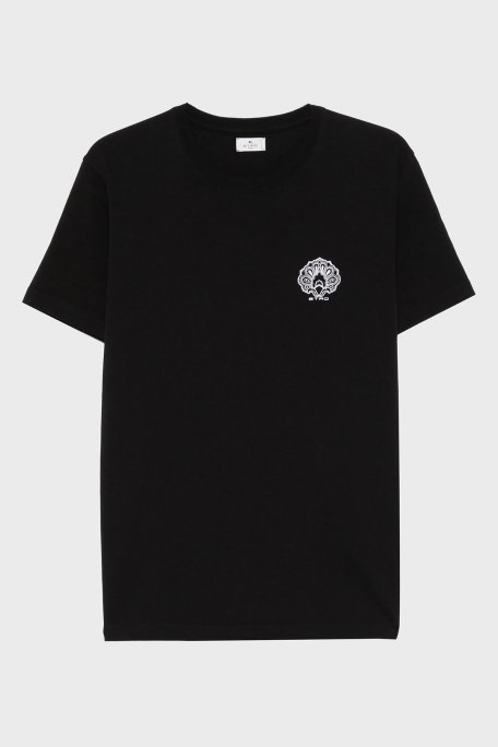 Etro % 100 Pamuk Regular Fit Logo Baskılı Erkek T Shirt MRMA0002 AK604 N0000 SİYAH - 4