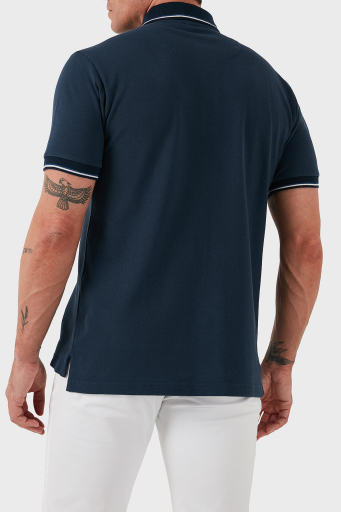 Etro % 100 Pamuk Regular Fit Şerit Detaylı Düğmeli Erkek Polo Yaka T Shirt MRMD0016 AJ266 B3681 LACİVERT - 3