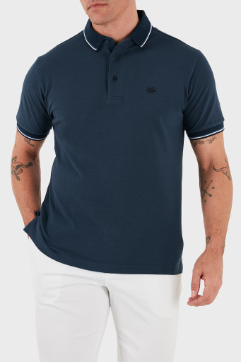 Etro % 100 Pamuk Regular Fit Şerit Detaylı Düğmeli Erkek Polo Yaka T Shirt MRMD0016 AJ266 B3681 LACİVERT - 5