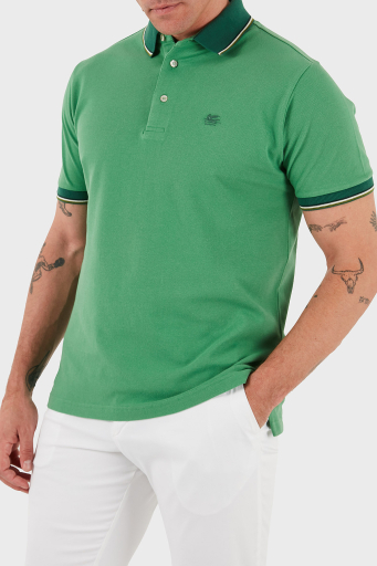 Etro % 100 Pamuk Regular Fit Şerit Detaylı Düğmeli Polo Yaka Erkek T Shirt MRMD0016 AJ266 V0931 YEŞİL - 4