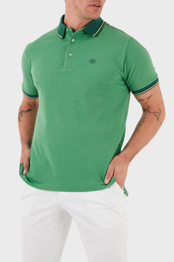 Etro % 100 Pamuk Regular Fit Şerit Detaylı Düğmeli Polo Yaka Erkek T Shirt MRMD0016 AJ266 V0931 YEŞİL - 5