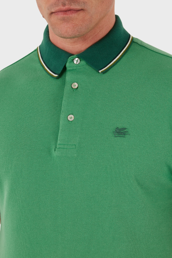 Etro % 100 Pamuk Regular Fit Şerit Detaylı Düğmeli Polo Yaka Erkek T Shirt MRMD0016 AJ266 V0931 YEŞİL - 6