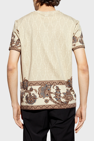 Etro - Etro Çiçek Desenli % 100 Pamuk Regular Fit Bisiklet Yaka Erkek T Shirt MRMA0002 AK596 X0820 BEJ (1)