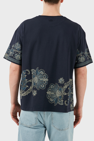 Etro - Etro Desenli % 100 Pamuk Regular Fit Bisiklet Yaka Erkek T Shirt MRMA0004 AK598 X0883 LACİVERT (1)