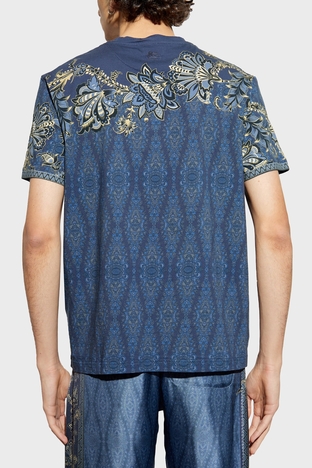 Etro - Etro Paisley Çiçekli % 100 Pamuk Regular Fit Bisiklet Yaka Erkek T Shirt MRMA0002 AK597 X0883 LACİVERT (1)