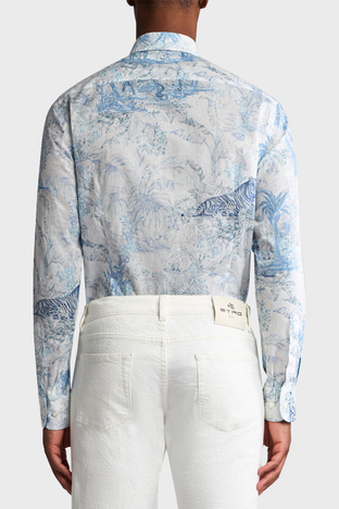 Etro - Etro Safari Desenli % 100 Pamuk Regular Fit Erkek Gömlek MRIB000199 SA5F4 X0883 MAVİ-BEYAZ (1)