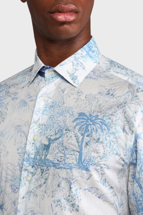 Etro Safari Desenli % 100 Pamuk Regular Fit Erkek Gömlek MRIB000199 SA5F4 X0883 MAVİ-BEYAZ - 4