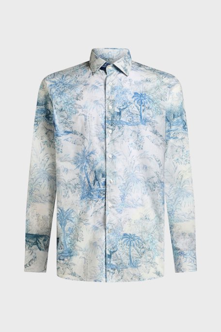 Etro Safari Desenli % 100 Pamuk Regular Fit Erkek Gömlek MRIB000199 SA5F4 X0883 MAVİ-BEYAZ - 5