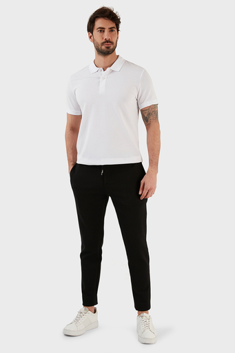 Exxe Pamuk Karışımlı Belden Bağlamalı Normal Bel Düz Paça Slim Fit Erkek Pantolon 630GBT52A SİYAH - 1