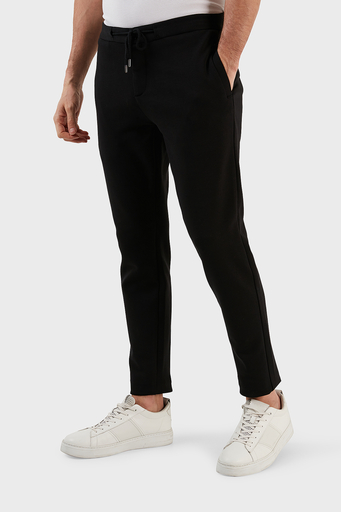 Exxe Pamuk Karışımlı Belden Bağlamalı Normal Bel Düz Paça Slim Fit Erkek Pantolon 630GBT52A SİYAH - 3