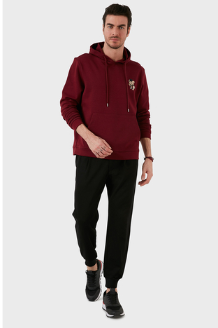 Exxe Pamuklu Kanguru Cepli Kapüşonlu Erkek Sweat 6141006 BORDO - 3
