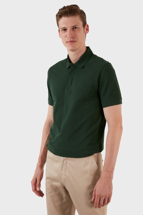 Exxe Pamuklu Regular Fit Düğme ve Fermuarlı T Shirt Erkek Polo EX601 YEŞİL - 3