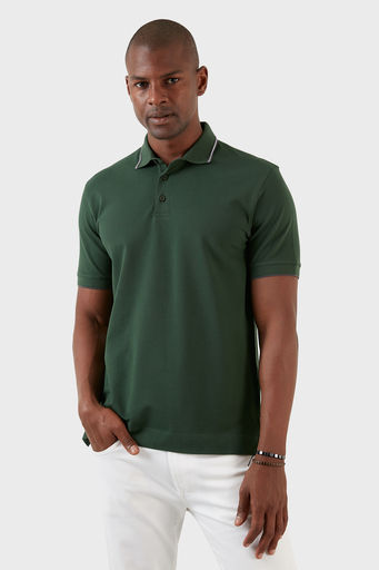 Exxe Pamuklu Regular Fit Düğmeli T Shirt Erkek Polo EX661 YEŞİL - 6