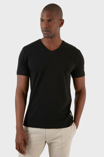 Exxe Pamuklu Regular Fit V Yaka Basic Erkek T Shirt EXXEMODJ000V SİYAH - 9