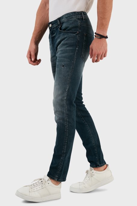 Exxe Pamuklu Yırtık Detaylı Normal Bel Slim Fit Jeans Erkek Kot Pantolon 629DSK004 LACİVERT - 3