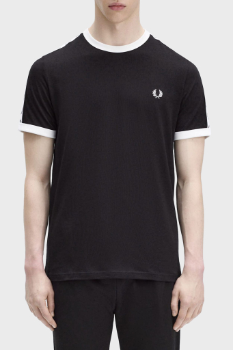 Fred Perry % 100 Pamuk Logo Baskılı Regular Fit Bisiklet Yaka Erkek T Shirt M4620 102 SİYAH - 1