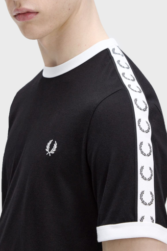 Fred Perry % 100 Pamuk Logo Baskılı Regular Fit Bisiklet Yaka Erkek T Shirt M4620 102 SİYAH - 4