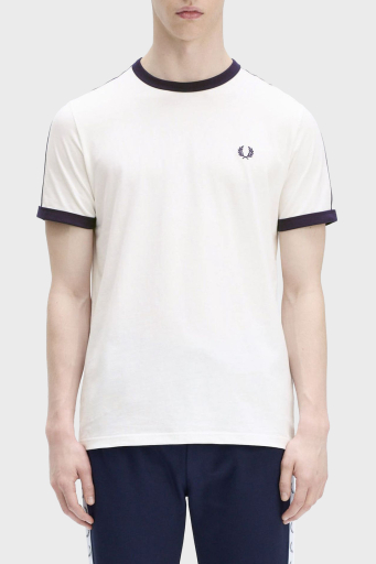 Fred Perry % 100 Pamuk Logo Baskılı Regular Fit Bisiklet Yaka Erkek T Shirt M4620 129 BEYAZ - 1