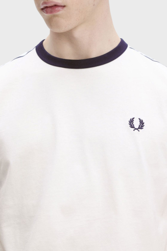Fred Perry % 100 Pamuk Logo Baskılı Regular Fit Bisiklet Yaka Erkek T Shirt M4620 129 BEYAZ - 5