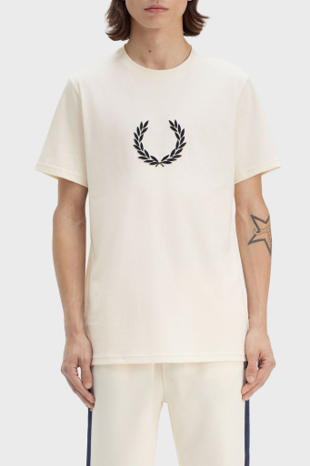 Fred Perry % 100 Pamuk Logo Nakışlı Regular Fit Bisiklet Yaka Erkek T Shirt M8587 560 EKRU - 1