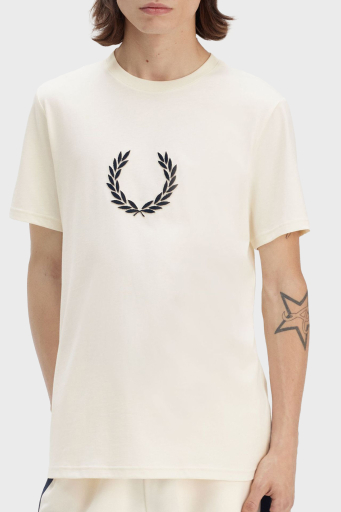 Fred Perry % 100 Pamuk Logo Nakışlı Regular Fit Bisiklet Yaka Erkek T Shirt M8587 560 EKRU - 2