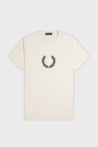 Fred Perry % 100 Pamuk Logo Nakışlı Regular Fit Bisiklet Yaka Erkek T Shirt M8587 560 EKRU - 5