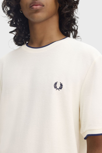 Fred Perry % 100 Pamuk Regular Fit Şerit Detaylı Bisiklet Yaka Erkek T Shirt M8585 560 EKRU - 4