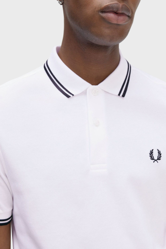 Fred Perry % 100 Pamuk Regular Fit Şerit Detaylı Düğmeli Erkek Polo Yaka T Shirt M3600 200 BEYAZ - 3