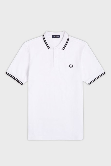 Fred Perry % 100 Pamuk Regular Fit Şerit Detaylı Düğmeli Erkek Polo Yaka T Shirt M3600 200 BEYAZ - 5