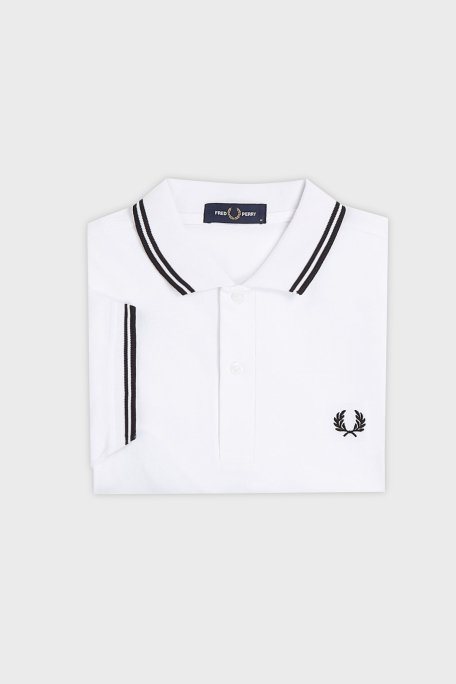 Fred Perry % 100 Pamuk Regular Fit Şerit Detaylı Düğmeli Erkek Polo Yaka T Shirt M3600 200 BEYAZ - 7